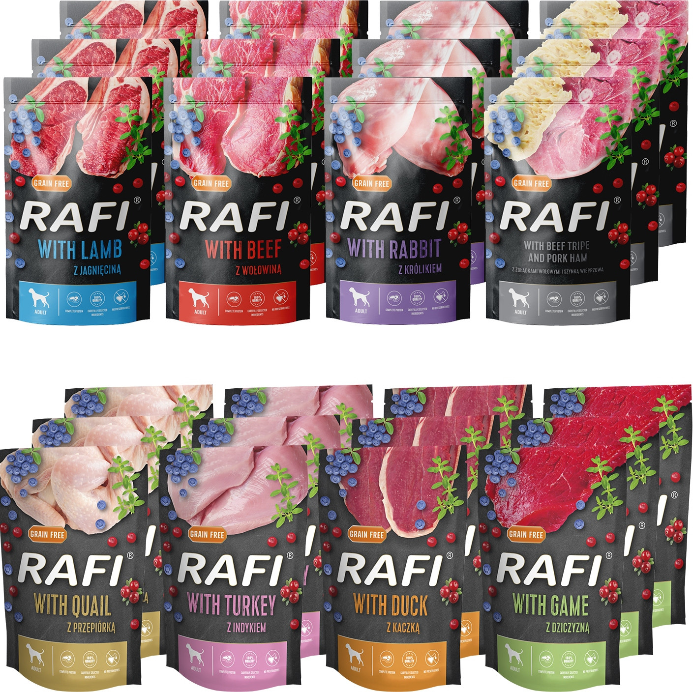 Krmivo pro psy Rafi Dolina Noteci 24x500g MIX Chutí