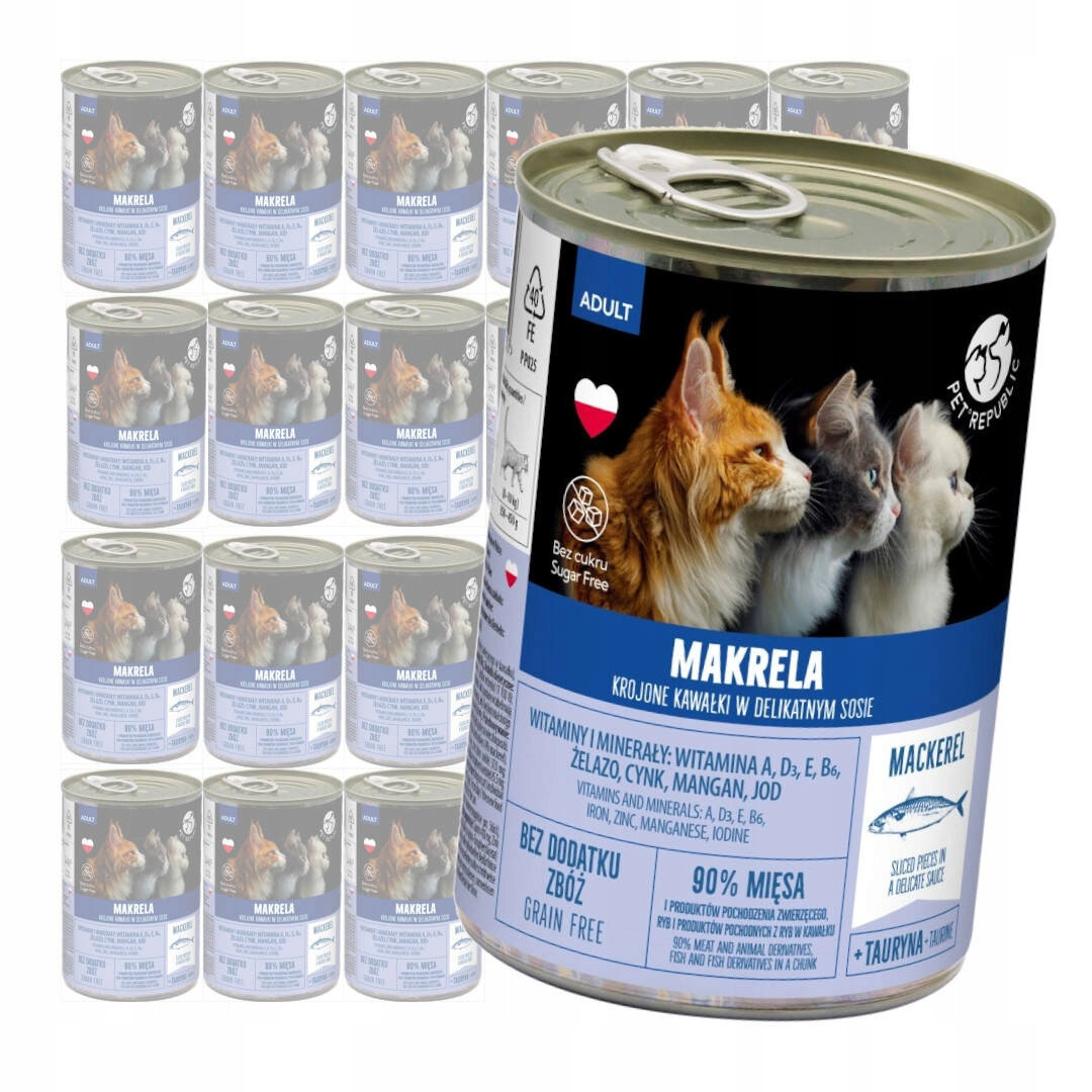 PetRepublic Bezobilné Mokré Krmivo Pro Kočky 24x400 g Kousky v omáčce Makrela