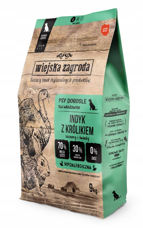 Wiejska Zagroda suché krmivo pro psa krůta s králíkem 9 kg