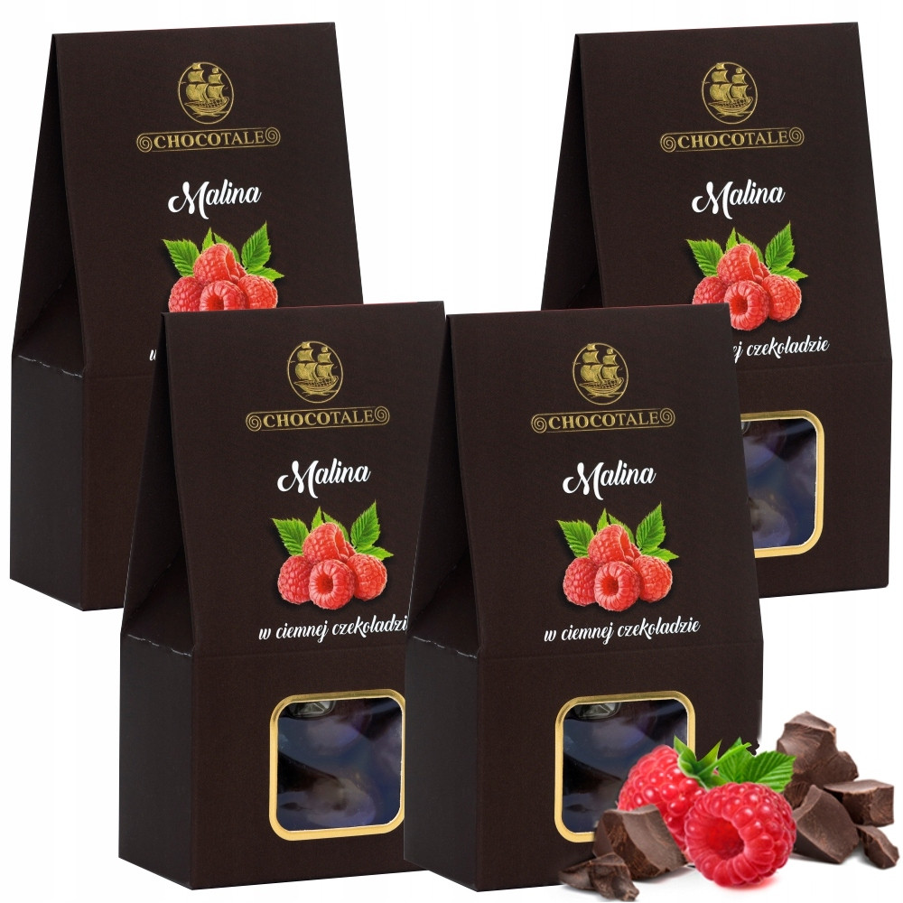4X Maliny V Tmavé Hořké Čokoládě Chocotale 100G