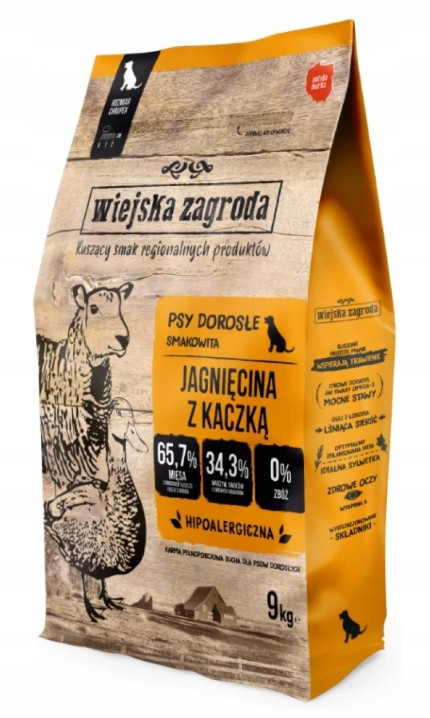 Wiejska Zagroda Krmivo suché pro psa Jehněčí s kachnou (dospělý) křupky S