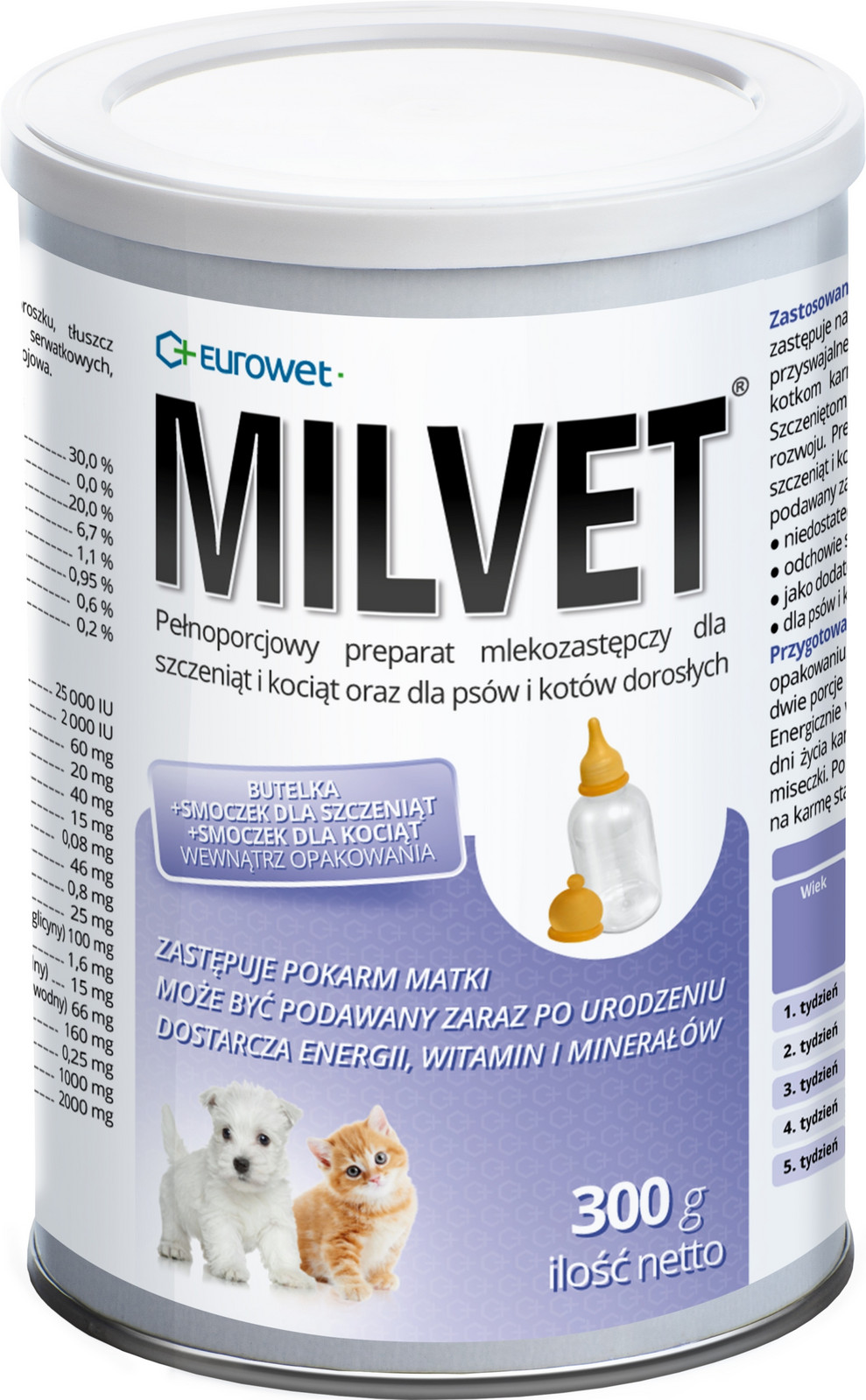 Eurowet Milvet Mléčný náhražkový přípravek pro štěňata a koťata 300g