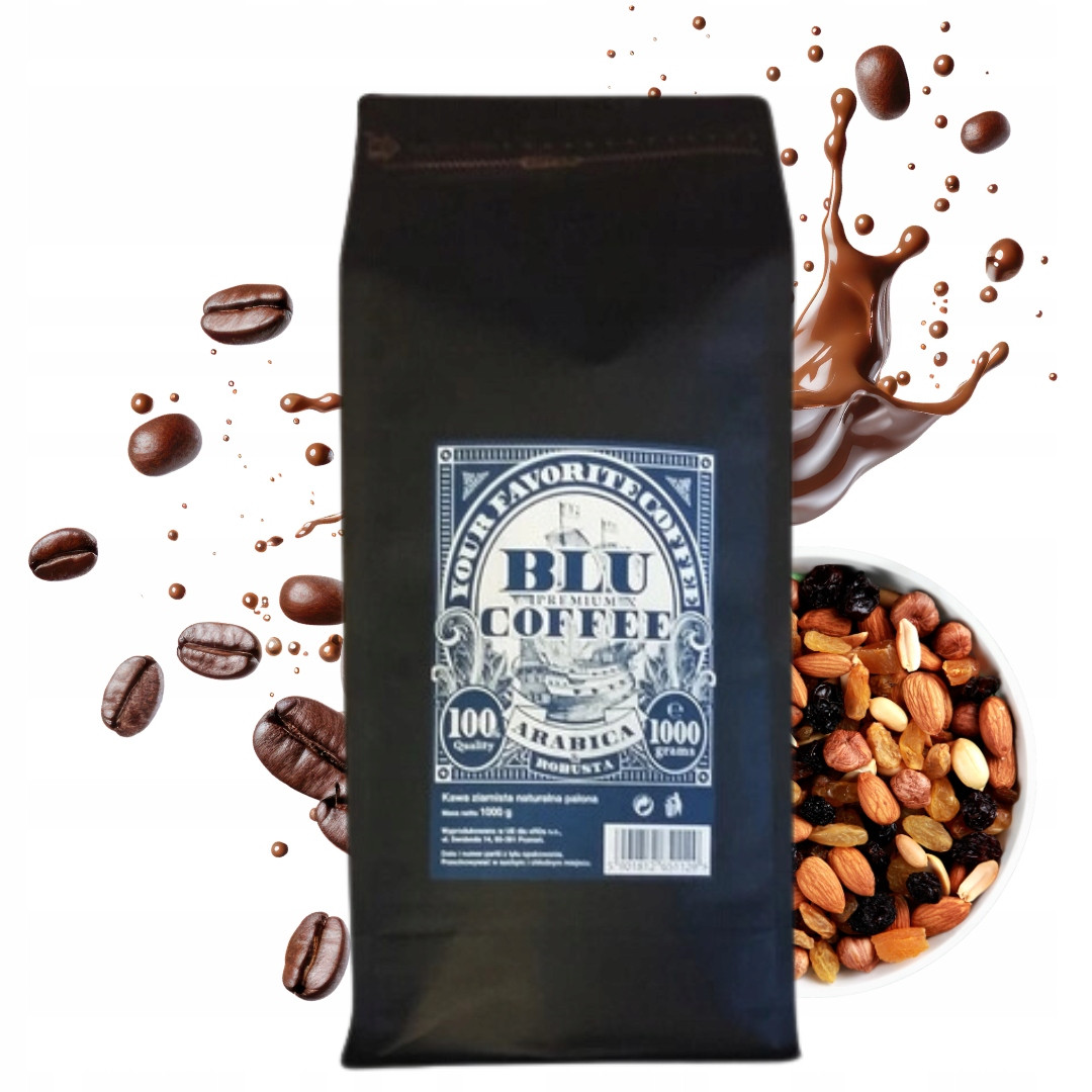 Káva zrnková Blu 1000g Arabica/Robusta z Polské pražírny kávových zrn 1KG