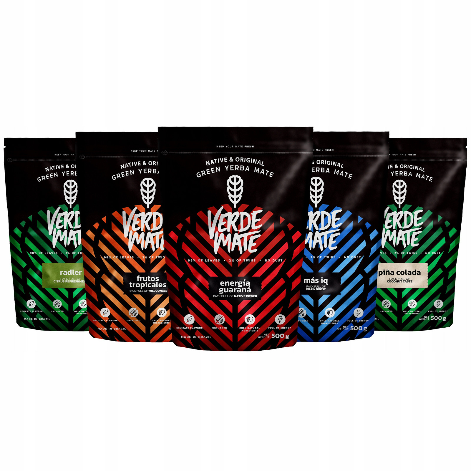 Sada Yerba Mate Green Energie Guarana 5x500g Mix nejlepších příchutí 2,5kg