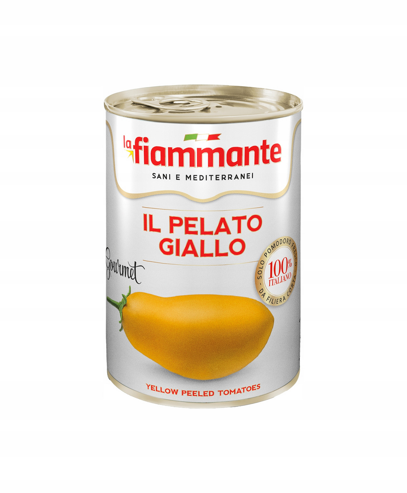 Sada 24 Kusů La Fiammante Giallo Italská žlutá rajčata pelati 400 g