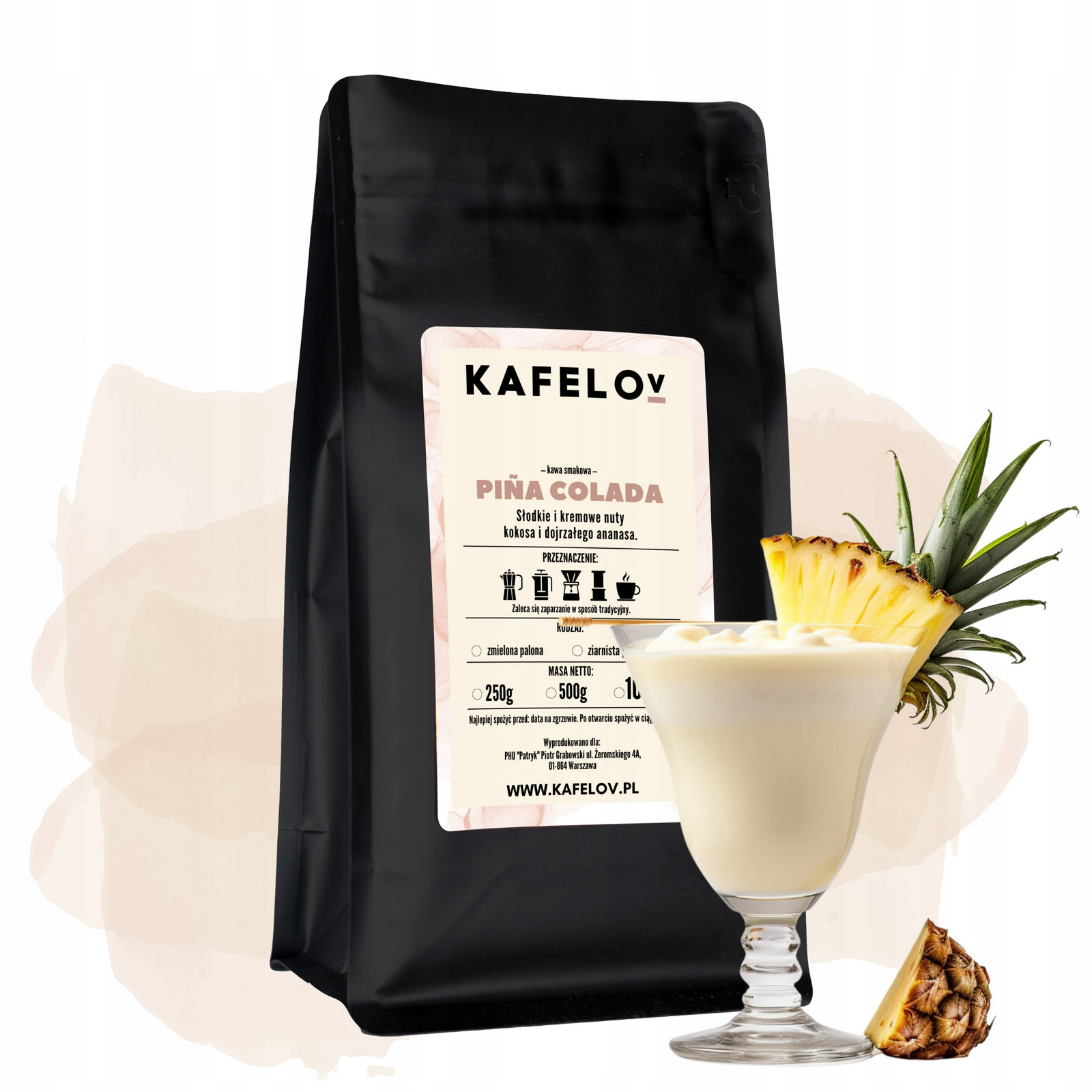 Káva Kafelov ochucená Pina Colada 1000g zrnková