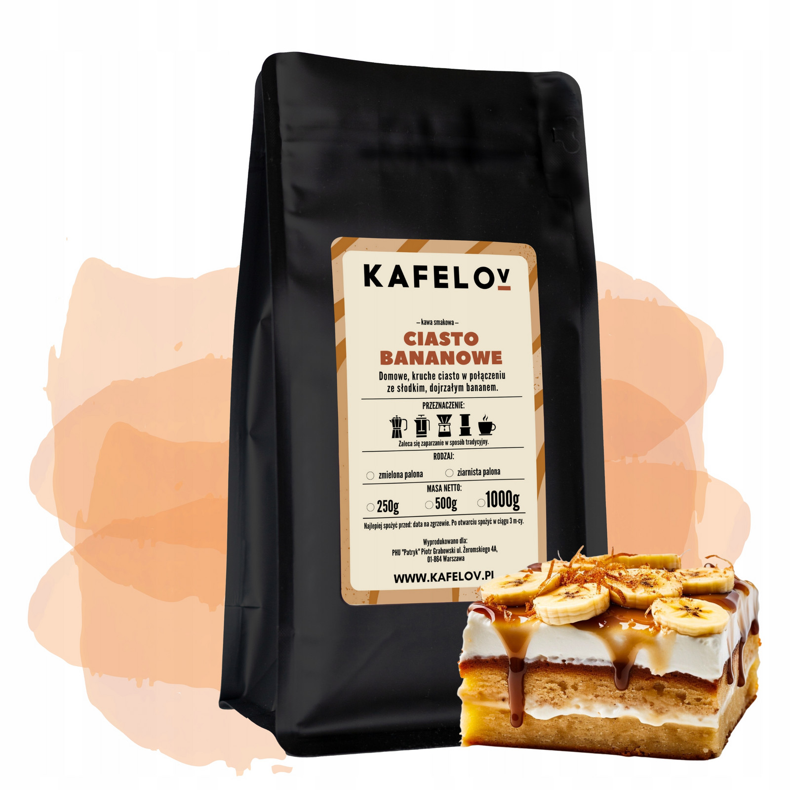 Káva ochucená mletá Banánový Dort arabika čerstvě pražená 1 kg