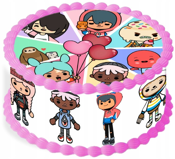 oplatek na dort 14 cm Toca Boca Narozeniny Party