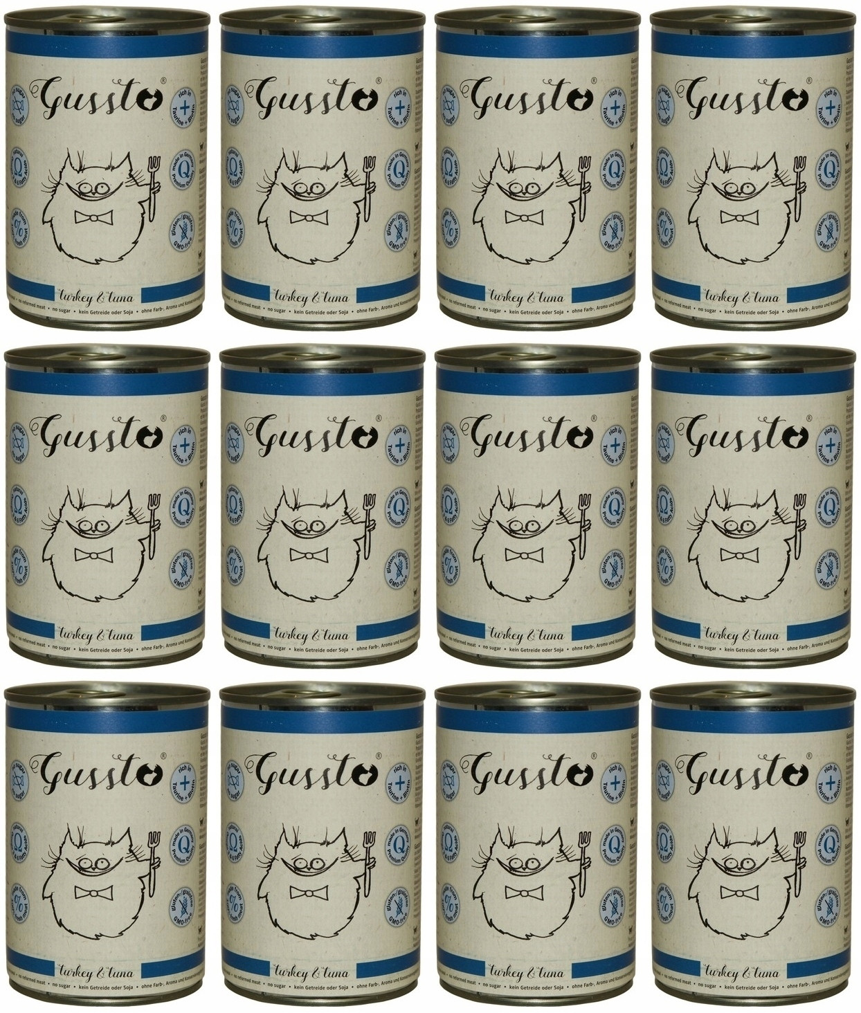 Gussto Cat Čerstvé krůtí a tuňák 12 x 400 g