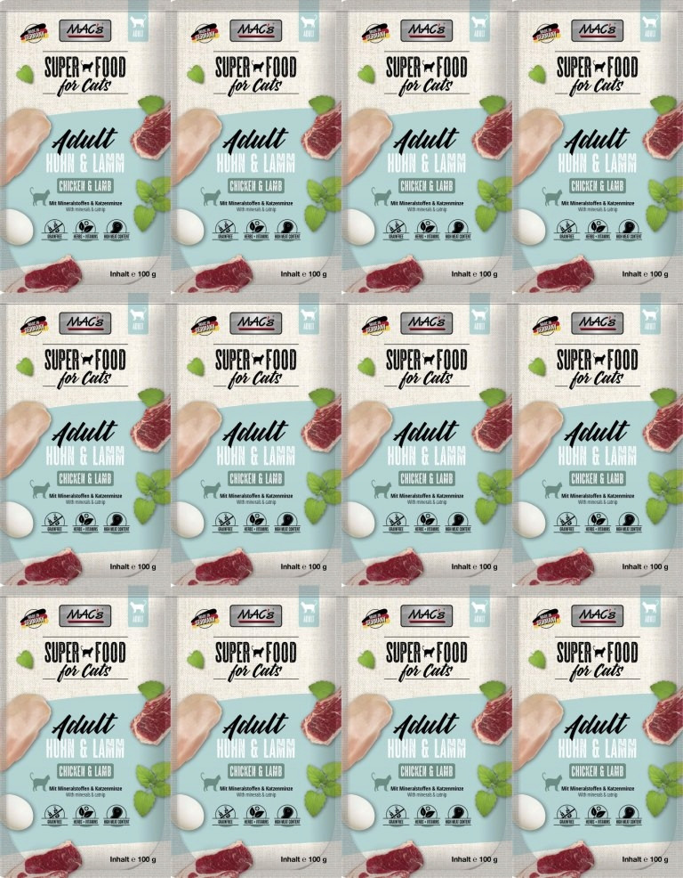 MAC's Cat kapsička Kuře, Jehněčí 12 sáčků 100 g