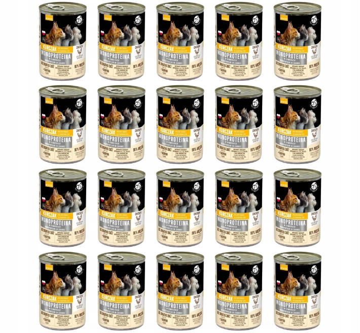 PETRepublic Monoprotein krmivo mokré pro kočky 90% Kuře Bez Obilovin 20x400g