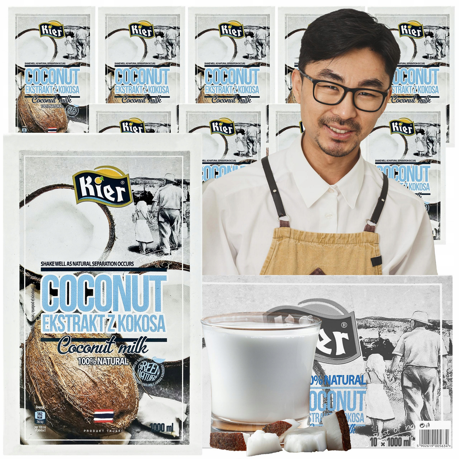 Kokosové mléko 10L Kier 100% přírodní 10 x 1000ML