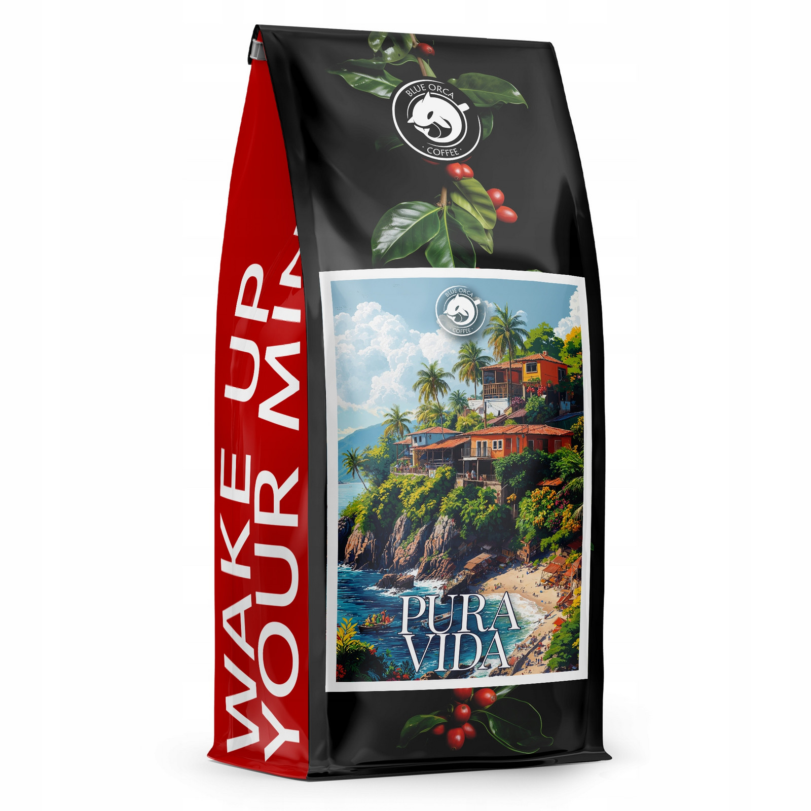 Káva zrnková 1 kg Pura Vida100% Arabica Čerstvě pražená Blue Orca Coffee