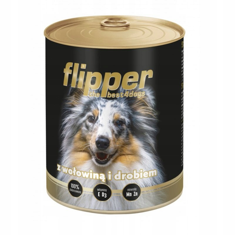 Flipper s hovězím a drůbežím masem vlhké krmivo pro psy, sada 12 x 800 g