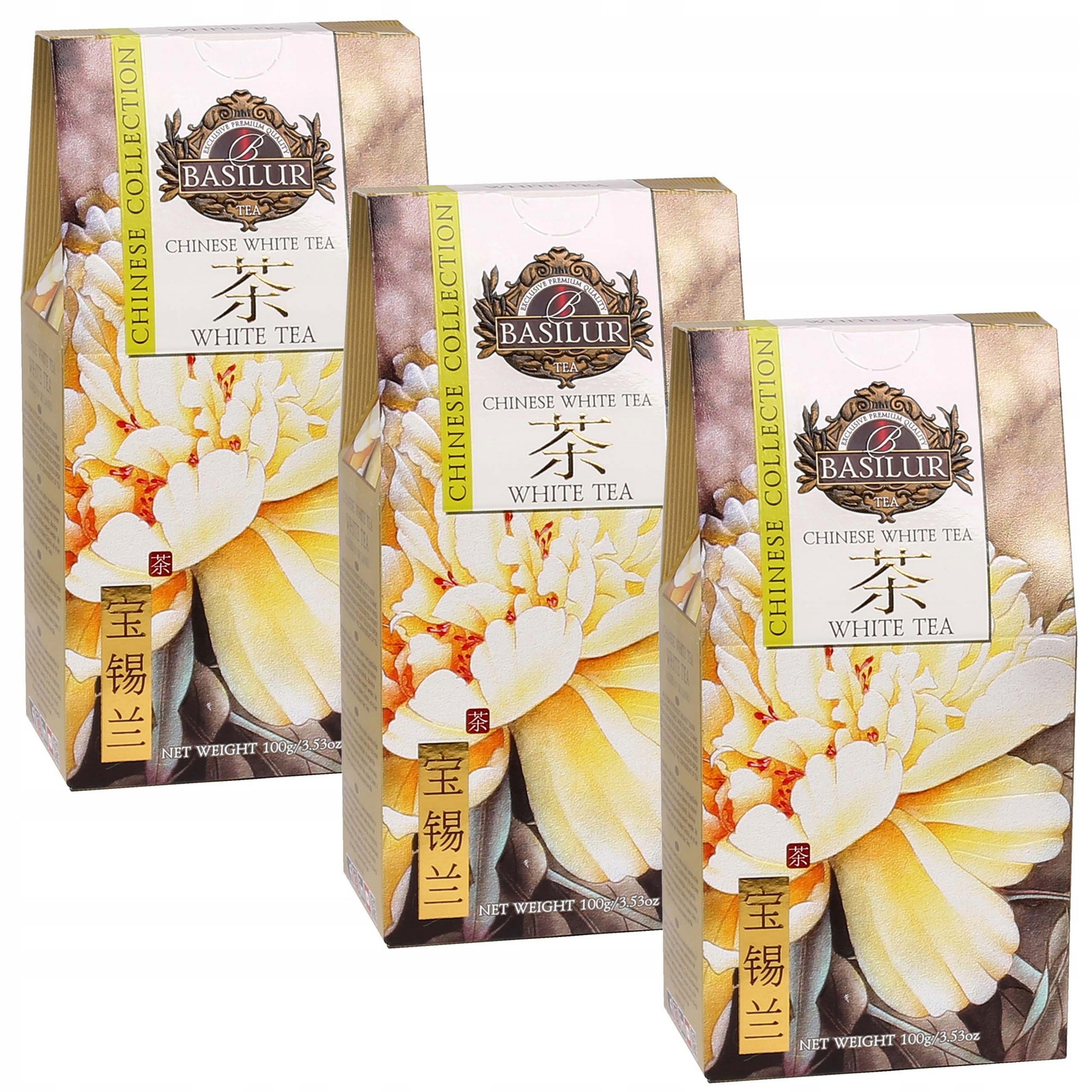 Basilur Chinese White Tea Bílý listový čaj bez přísad 100 g x3