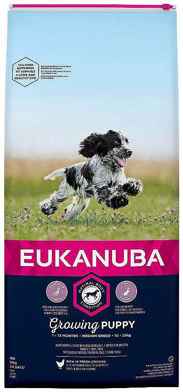 Suché krmivo Eukanuba Puppy Medium Breed, kuře 15 kg