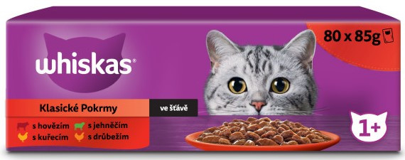 Whiskas kapsičky klasický výběr ve šťávě pro dospělé kočky 80×85 g
