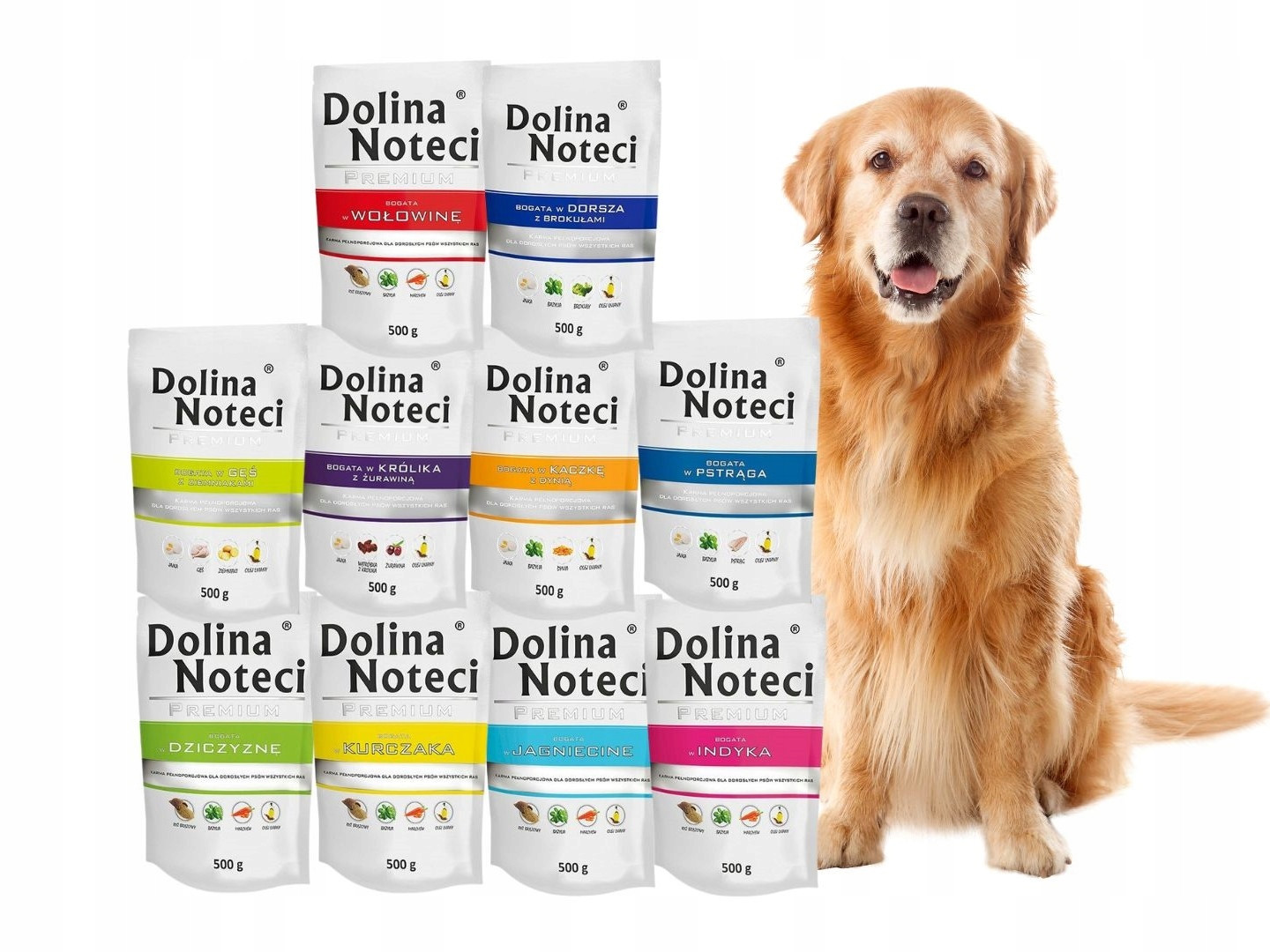 Dolina Noteci Premium Vlhké krmivo pro psy mix chutí 10x500 g