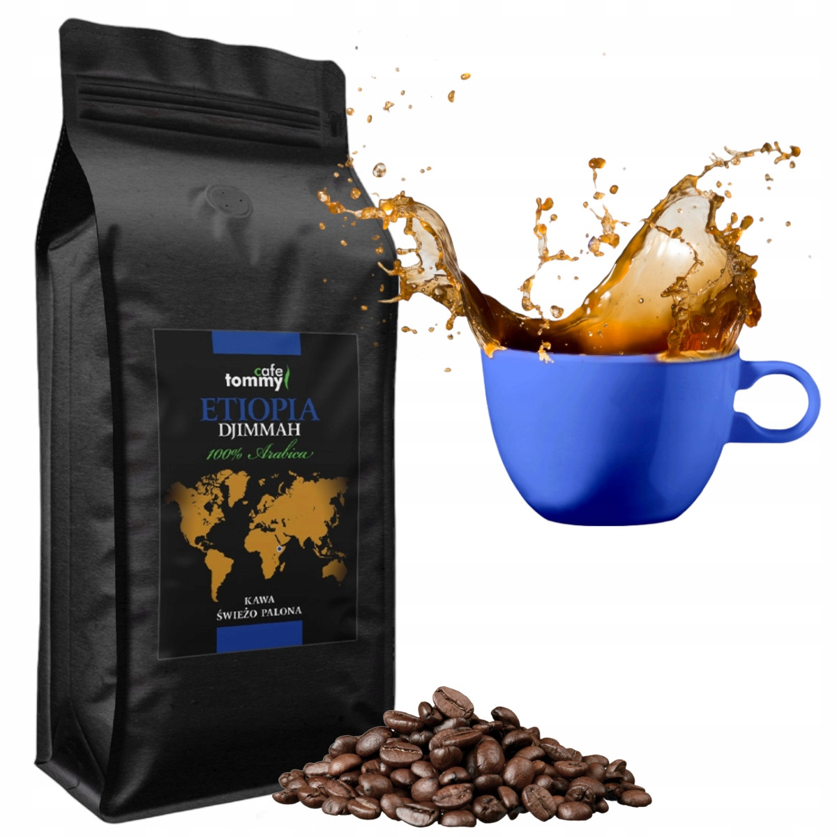 Tommy Cafe Káva Zrnková 100% Arabica Etiopie Djimmah 1kg
