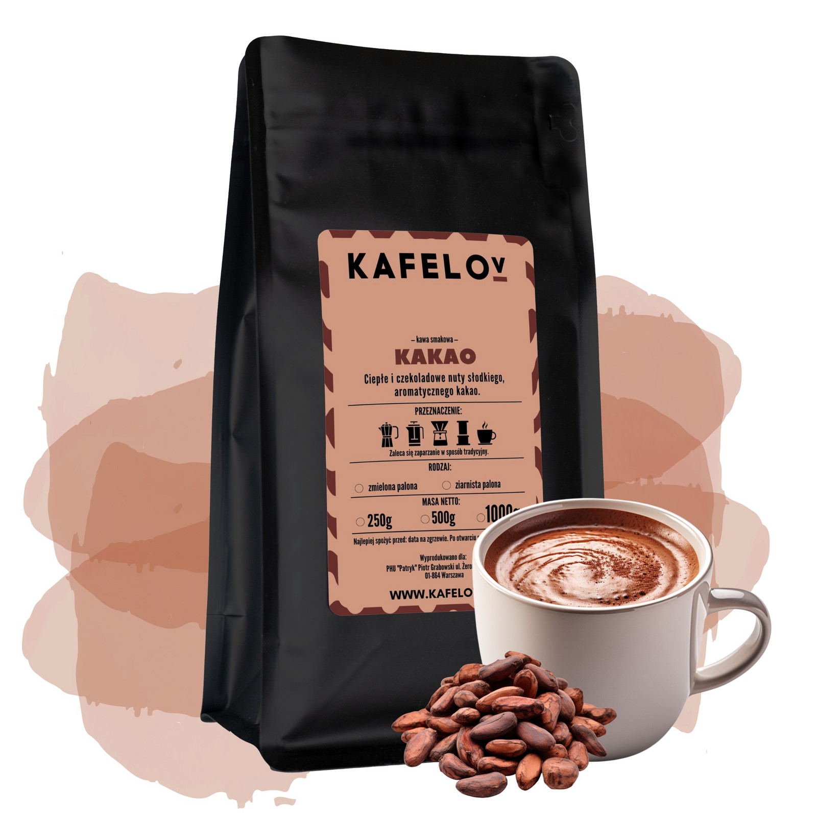 Káva zrnková příchuť 1kg Kakao arabica