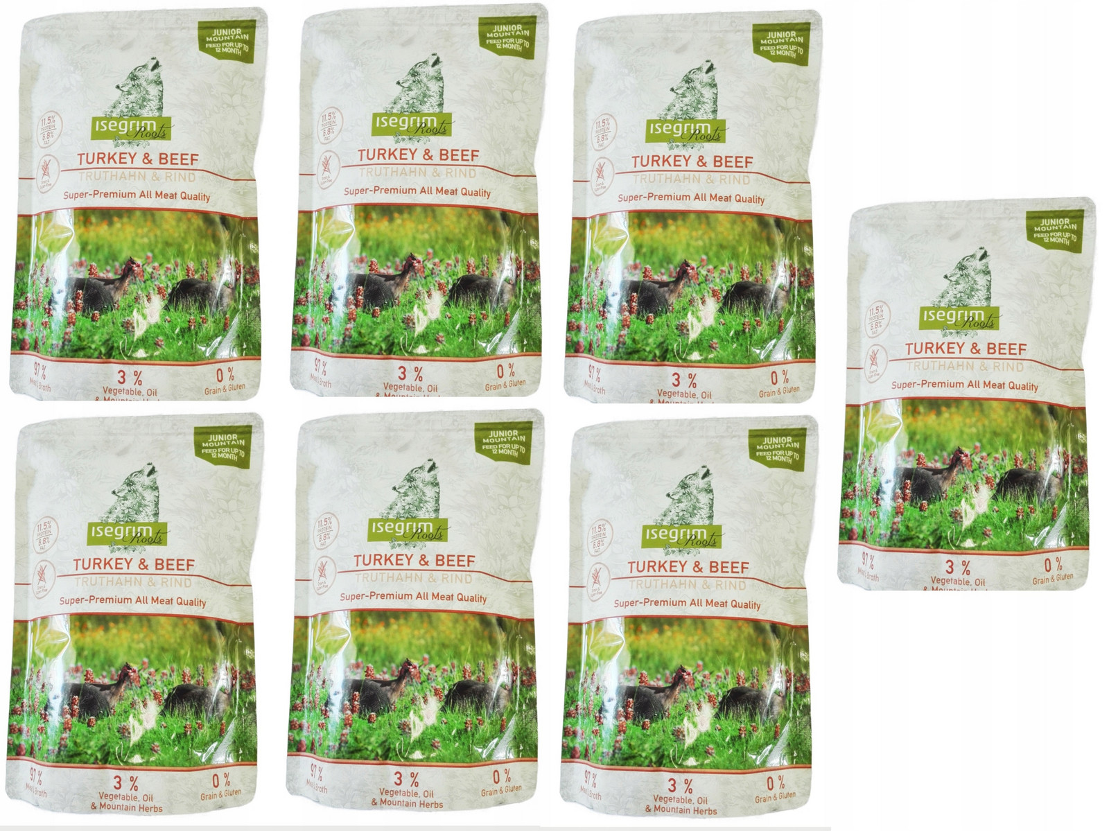 Isegrim Premium sáček roots junior krůta hovězí 410g