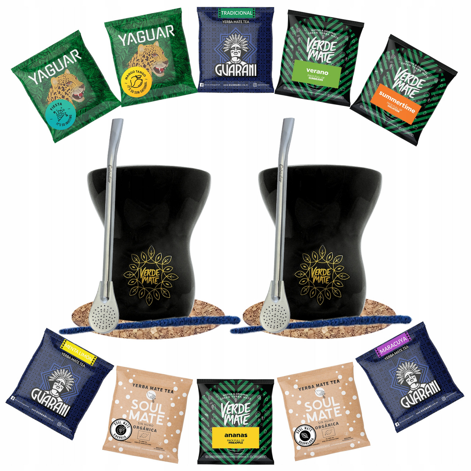 Sada Yerba Verde Mate Green Bombilla Matero pro dva