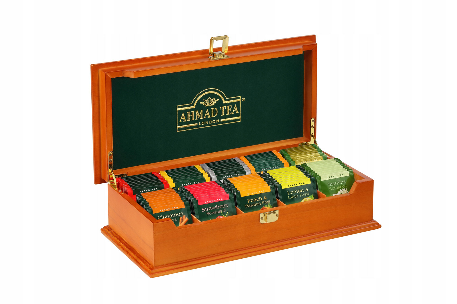 Ahmad Tea Čajový set Exkluzivní dřevěný box 10 x 10 obálek