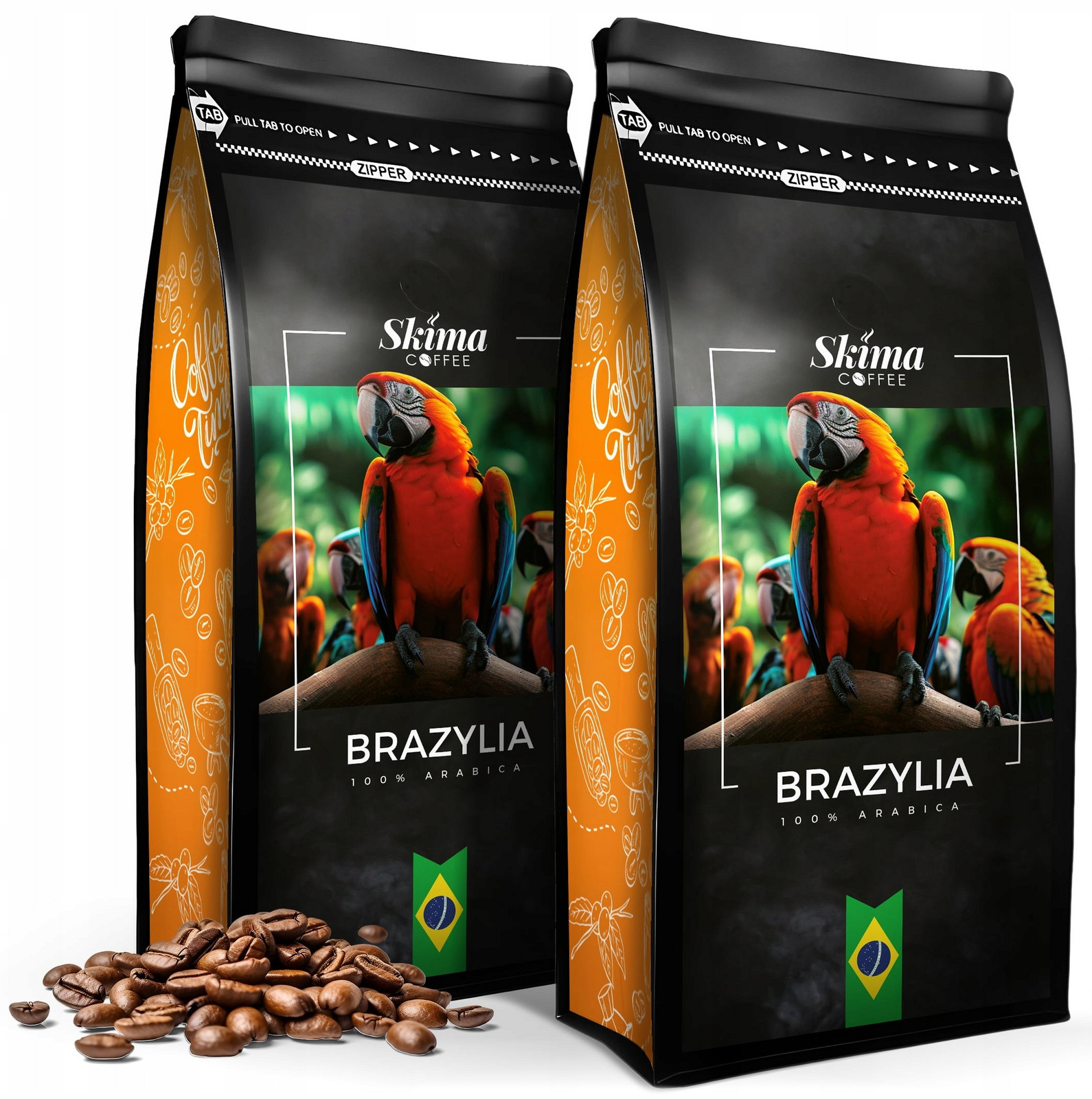 Káva zrnková 2x1kg Brazílie 100% Arabica Čerstvě pražená do kávovaru+BONUS