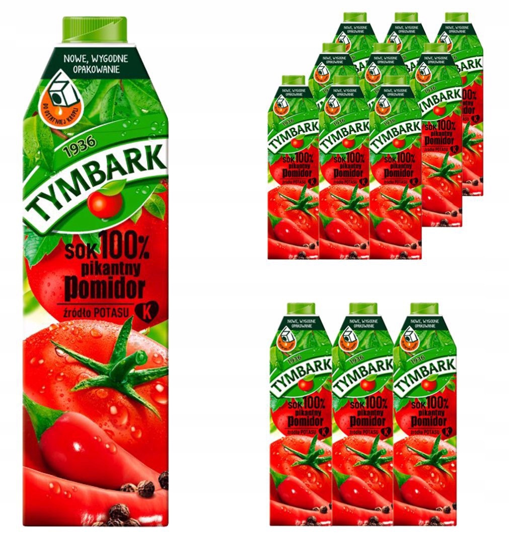 Tymbark Šťáva 100% pikantní rajče 1 l x 12 kusů