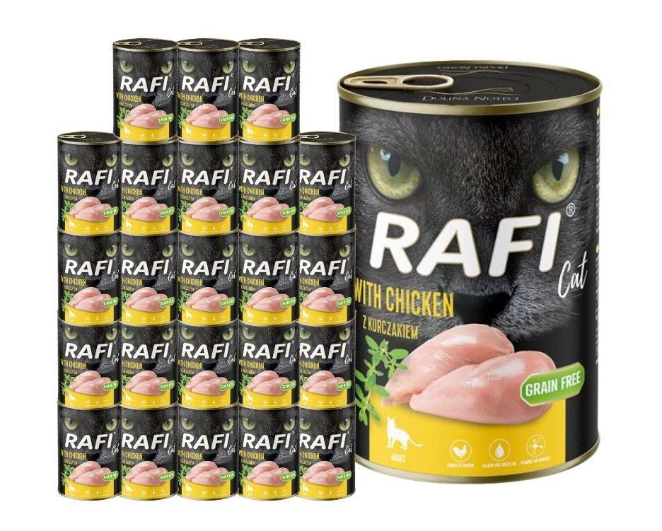 Rafi mokré krmivo pro kočky s kuřecím masem 24x400g Dolina Noteci