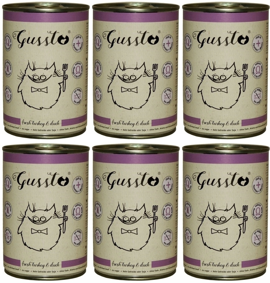 Gussto Cat Čerstvá krůta a kachna 6 x 400 g