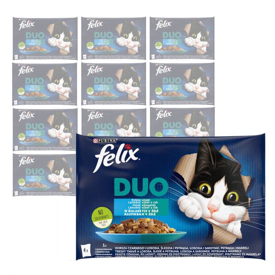 Purina Felix Fantastic Duo Krmivo Pro Kočky Rybí chutě v želé 48x85g