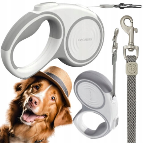 Vodítko Automatická Pro Psa páska 5 m (L) do 36 kg šedá Dogness Liberty