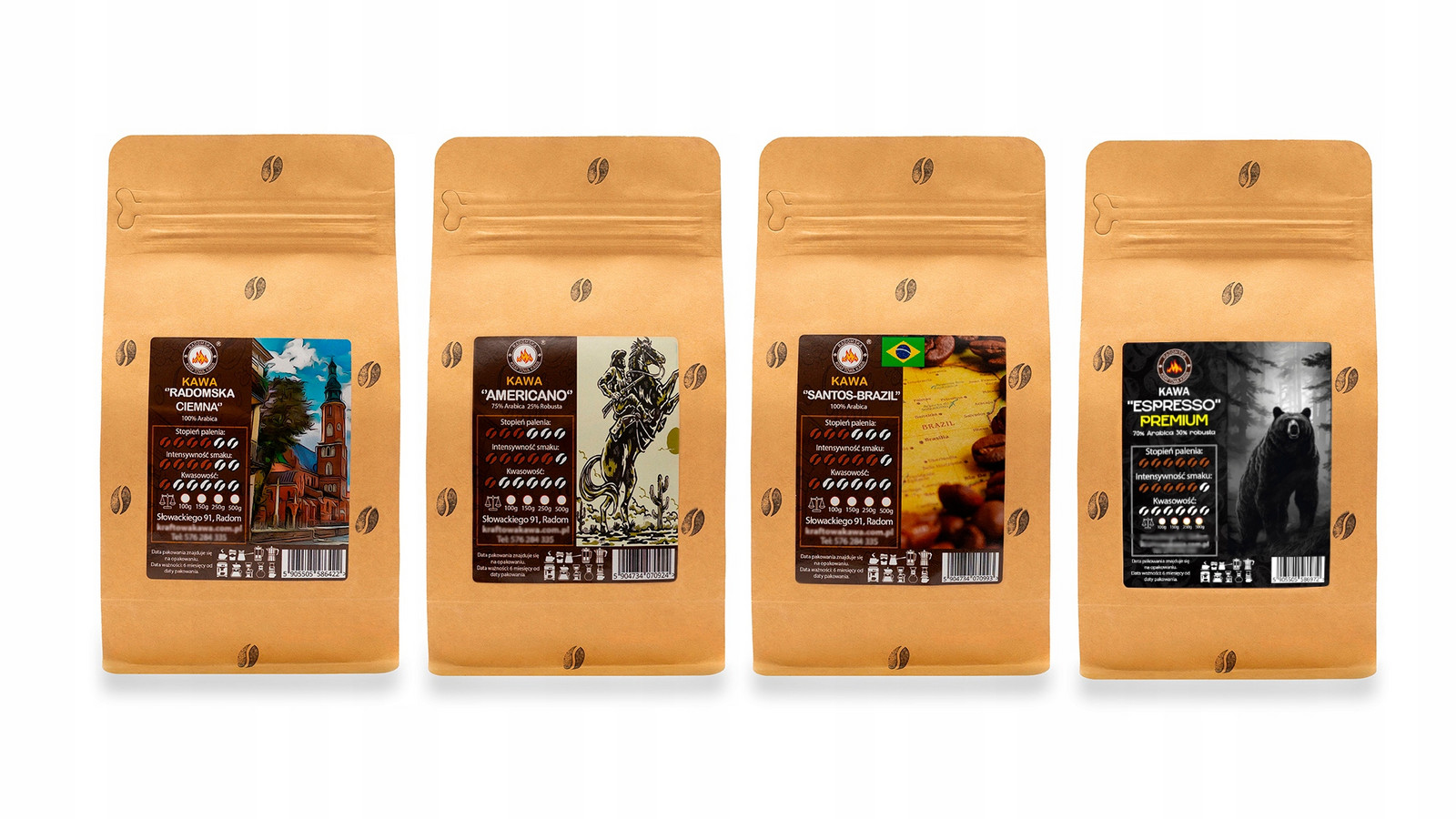 Sada Degustační káva 4x200g Přírodní Kraftová Káva