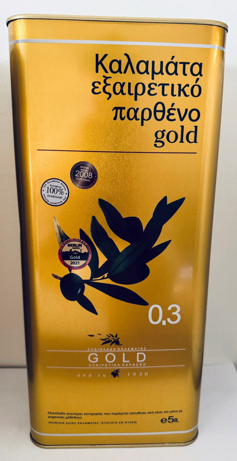 Řecký olivový olej Kalamata Gold Extra Virgin 0,3% 5L