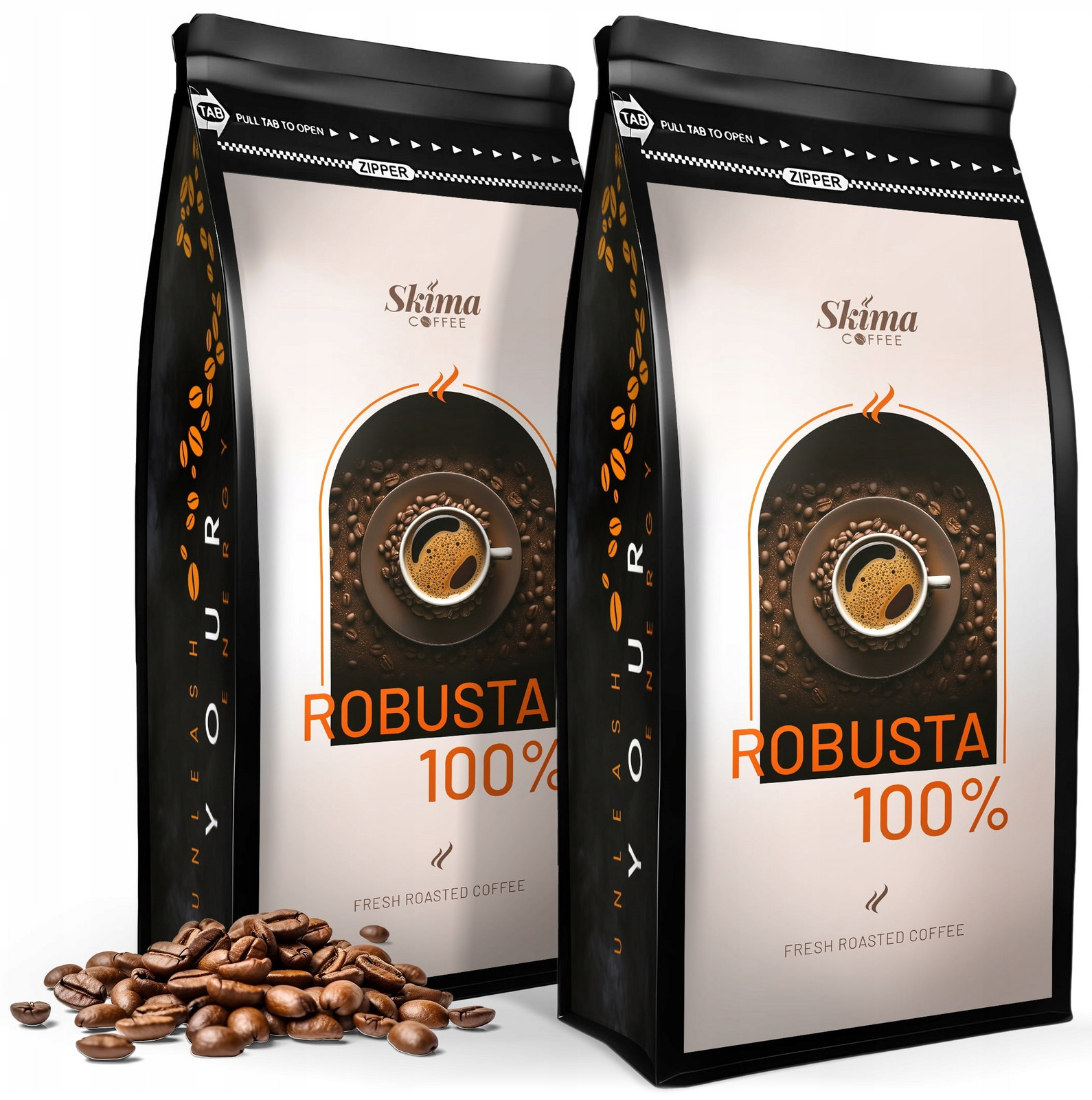 Káva zrnková 2x1kg Robusta 100% Čerstvě pražená do kávovaru Dárek