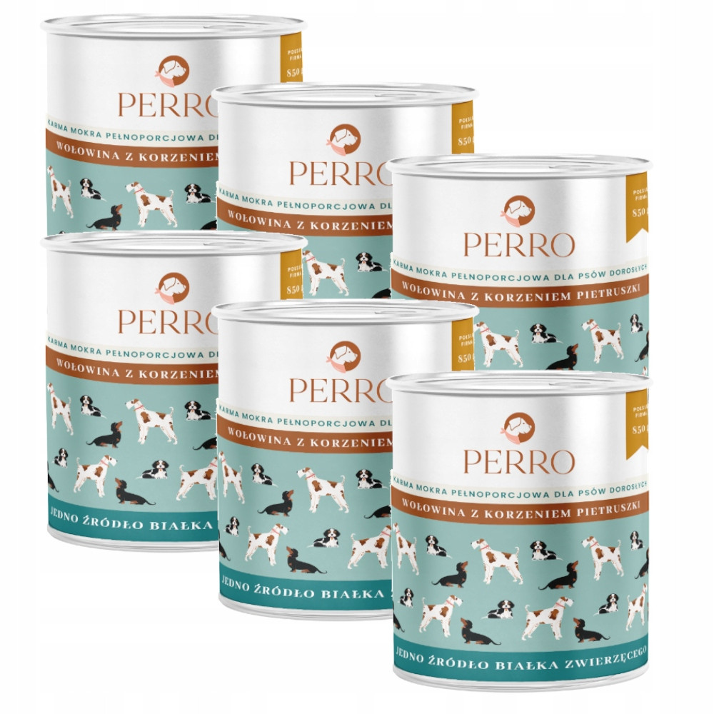 Perro vlhké krmivo pro psy hovězí maso s petrželovým kořenem 6x850 g