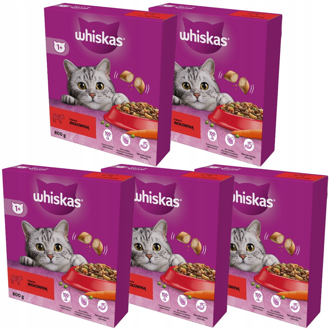 Whiskas Adult Sucha krmivo pro kočky Hovězí 5x800g