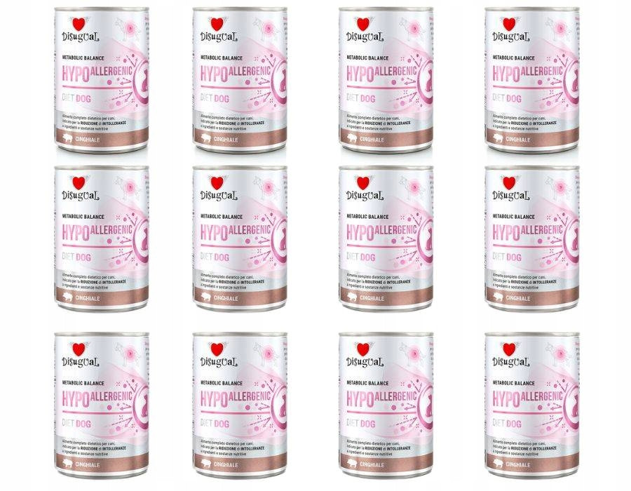 Disugual Krmivo Psi Vlhká veterinární dieta Hypoalergenní divočák 12 x 400 g