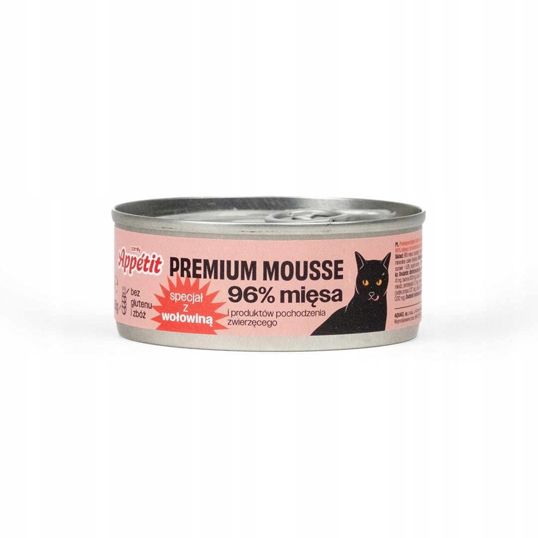 Comfy Appetit, Premium mousse pro dospělé kočky s hovězím masem, 24 x 85 g
