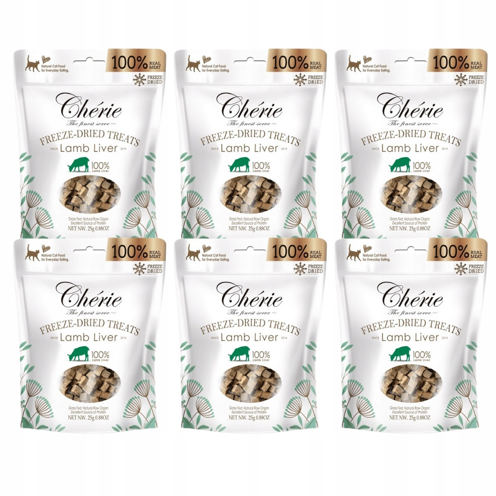 Pochoutky pro kočky Cherie Lyofilizované kousky Játra Jehněčí 6x30g