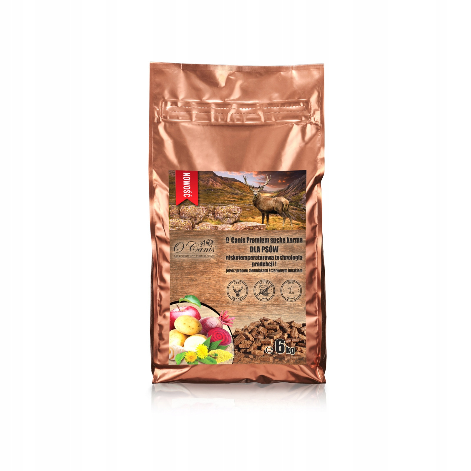 O'canis Deer with millet, potatoes, and red beet dry dog food 6kg