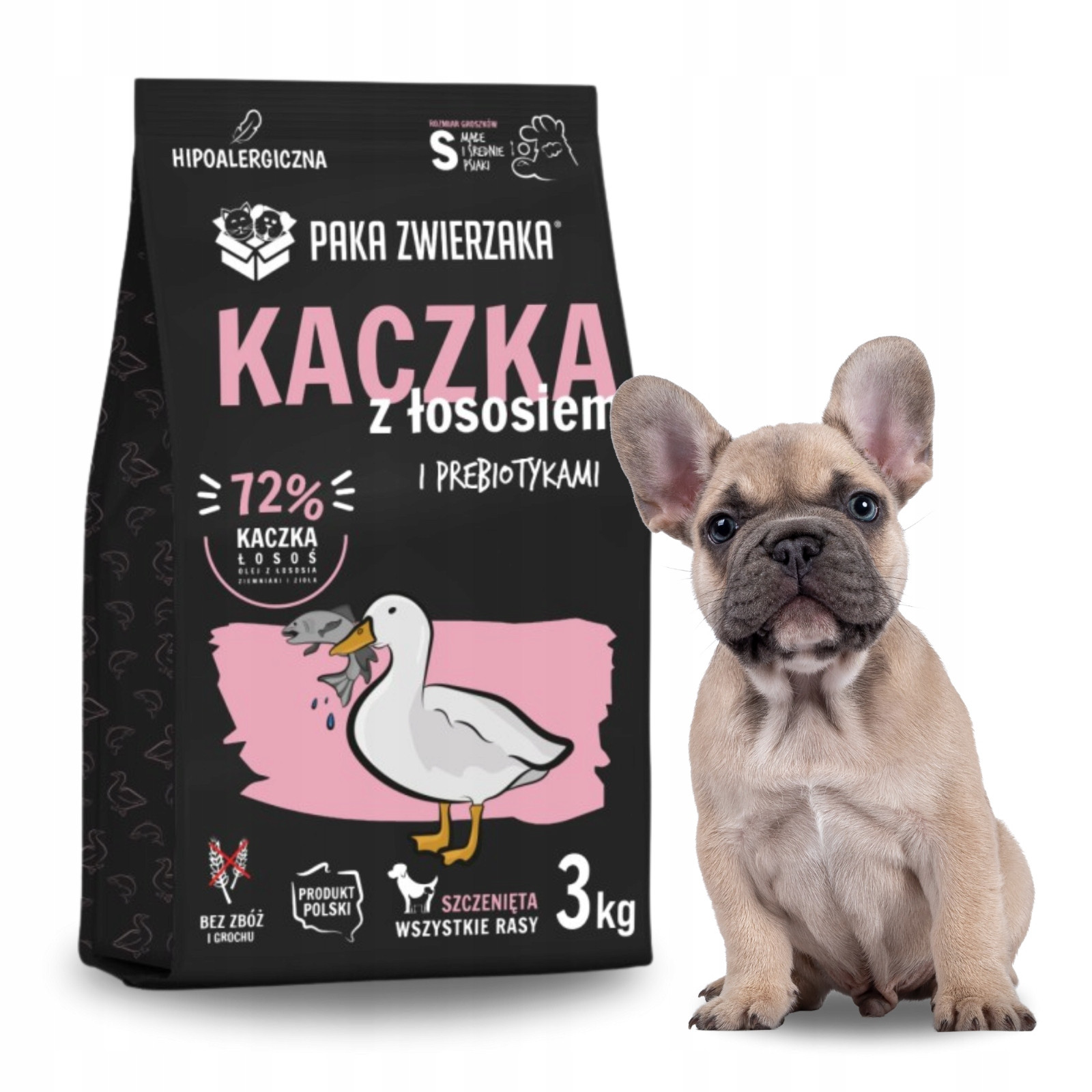 Paka Zwierzaka Krmivo suché Kachna s lososem Puppy 3 kg