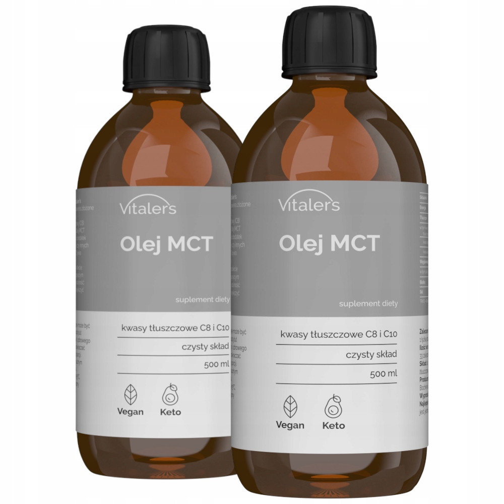 2x Mct olej Zdravé mastné kyseliny C8+C10 Dieta Keto Vegan Tuky 500 ml