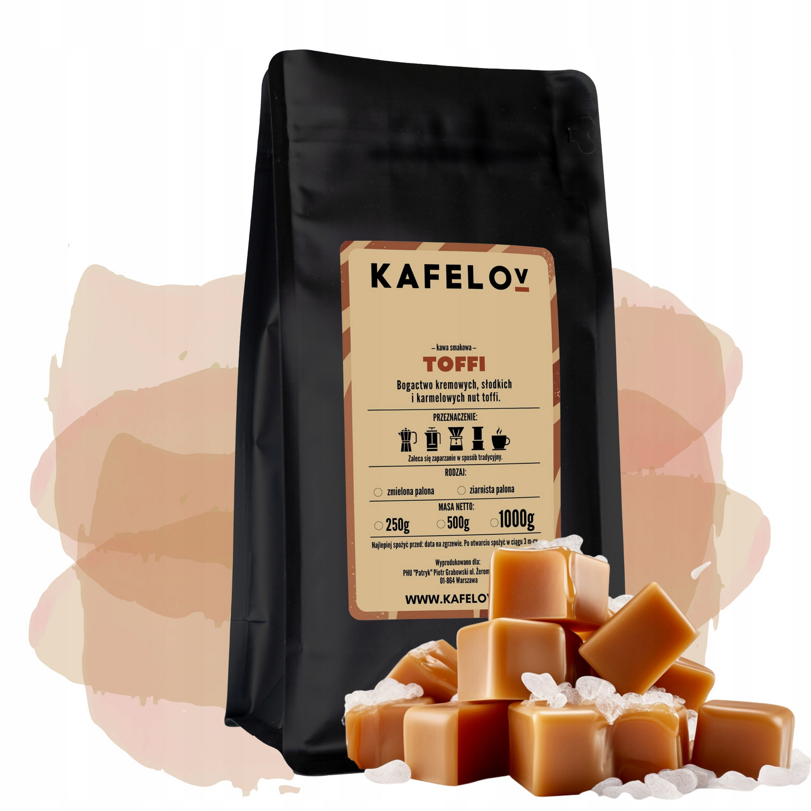 Káva ochucená mletá Toffi 1 kg