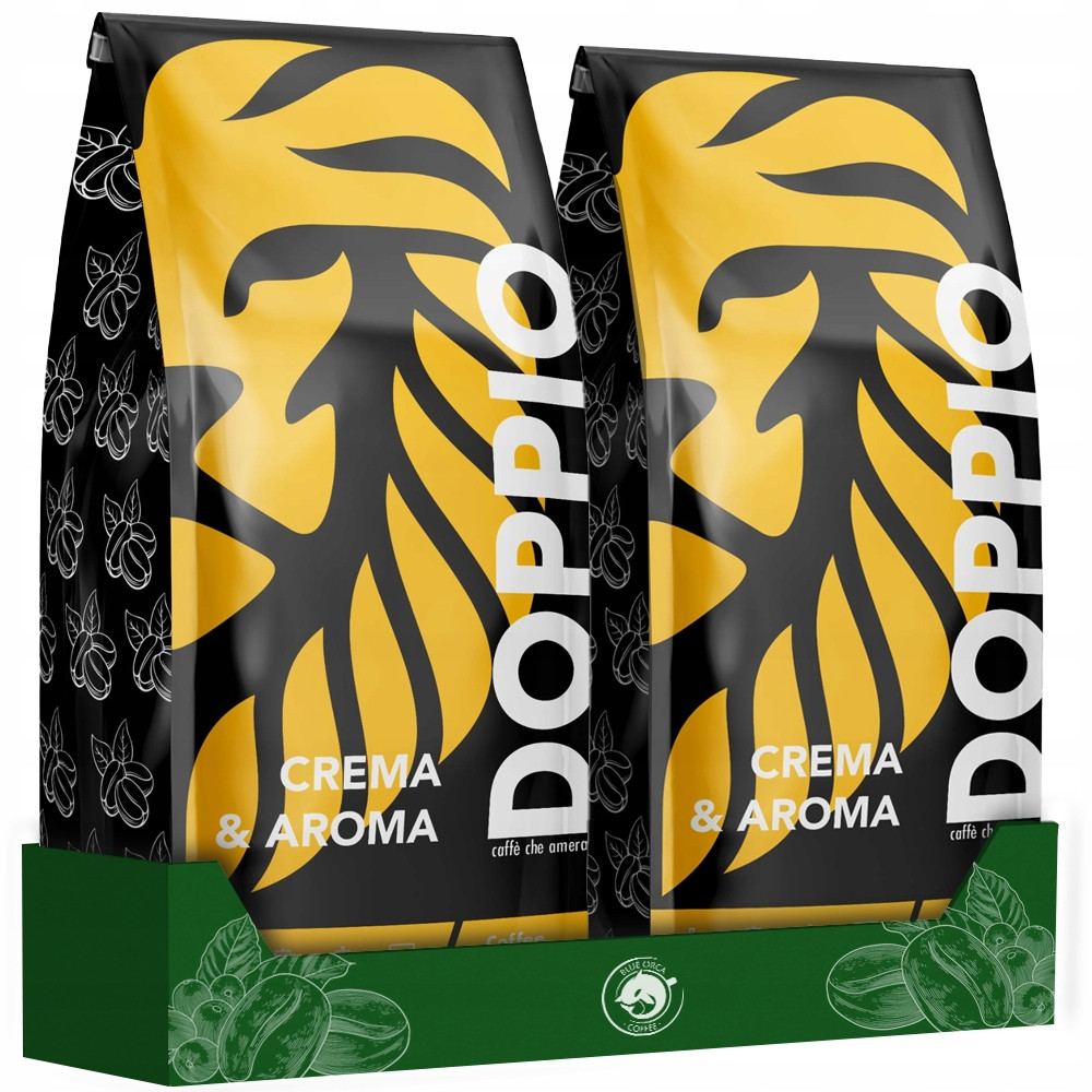 Káva zrnková 1kg x2 Doppio Crema &aroma- Čerstvě Pražená Blue Orca Coffee