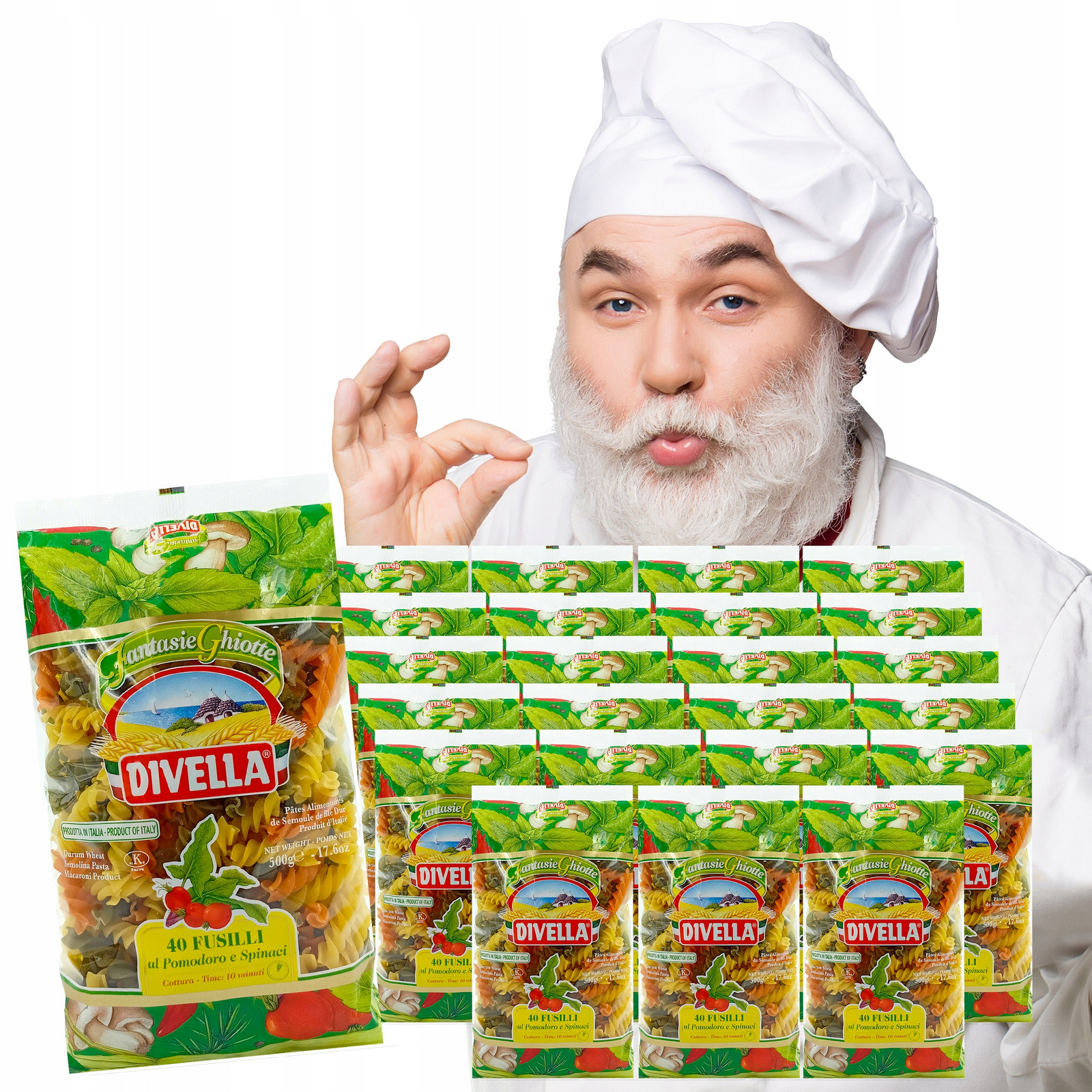 Těstoviny Fusilli 3 Barvy Divella 24X500G