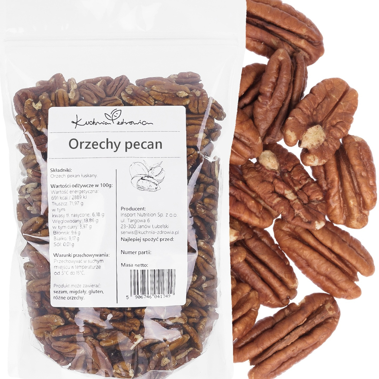 Pekanové Ořechy 1kg Pecan Loupané Přírodní Čerstvé Kuchnia Zdrowia