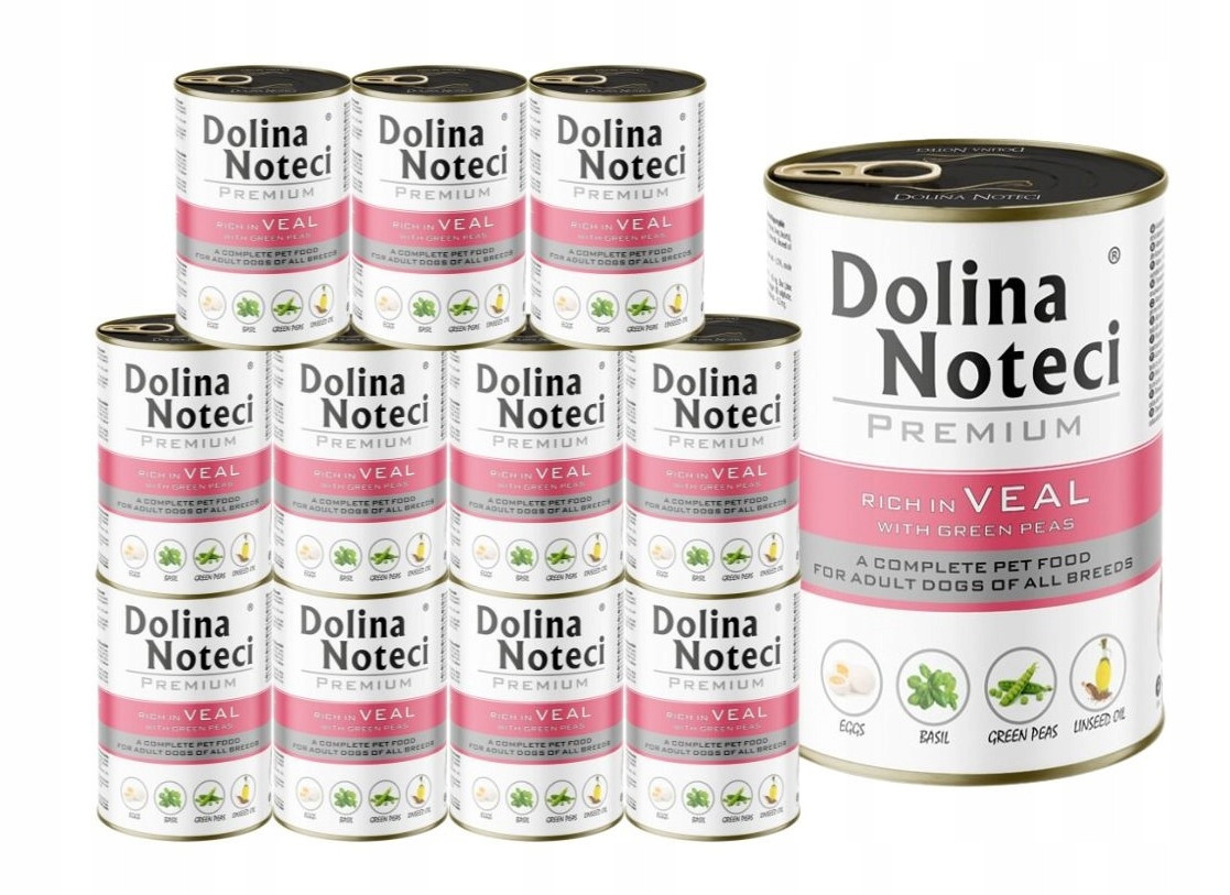 Vlhké krmivo pro psy Dolina Noteci Premium telecí s hráškem 12x400 g