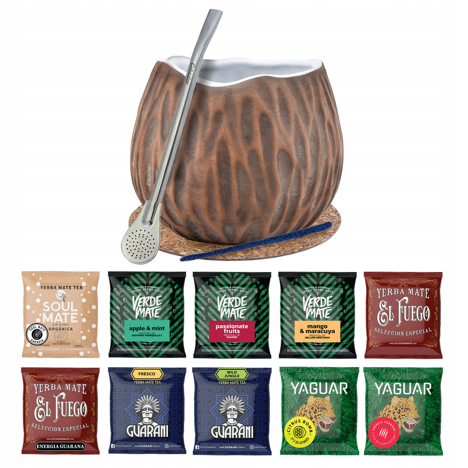 Sada Yerba Mate 10x50g Tykva Kokos Bombilla 500g